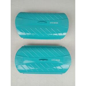 Kitchen HQ Microwave Steamer Set of 2 Teal Blue Winged Lid Steaming Trays